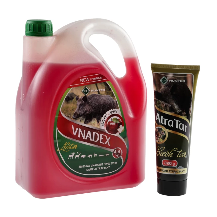 Płyn do wabienia zwierzyny For Vnadex 4,8 kg o zapachu jabłka + Smoła bukowa AtraTar 320 g