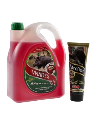 Płyn do wabienia zwierzyny For Vnadex 4,8 kg o zapachu jabłka + Smoła bukowa AtraTar 320 g
