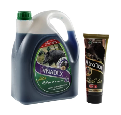 Płyn do wabienia zwierzyny For Vnadex 4,8 kg o zapachu śliwki + Smoła bukowa AtraTar 320 g