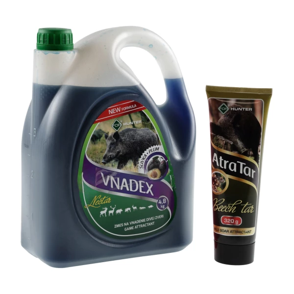 Płyn do wabienia zwierzyny For Vnadex 4,8 kg o zapachu śliwki + Smoła bukowa AtraTar 320 g
