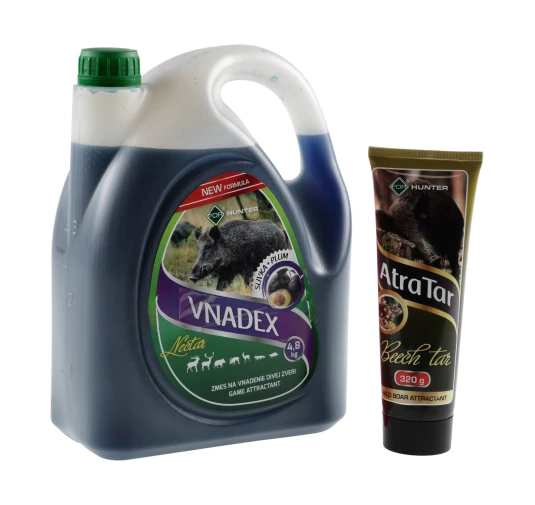 Płyn do wabienia zwierzyny For Vnadex 4,8 kg o zapachu śliwki + Smoła bukowa AtraTar 320 g