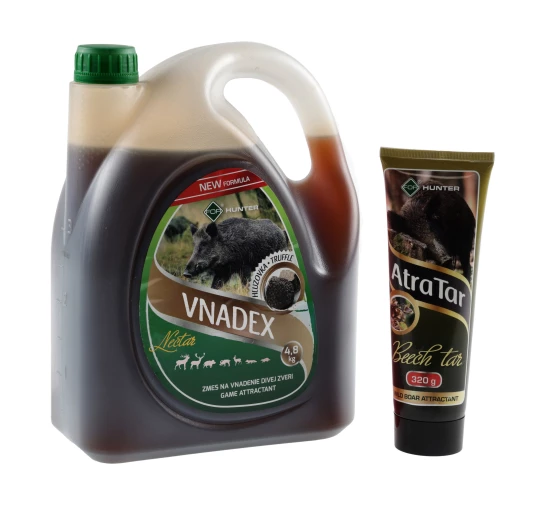 Płyn do wabienia zwierzyny For Vnadex 4,8 kg o zapachu trufli + Smoła bukowa AtraTar 320 g