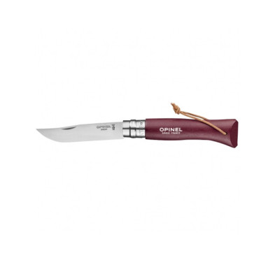 Nóż Opinel Colorama 08 inox grab bordowy z rzemieniem