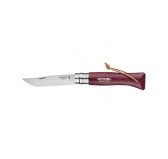 Nóż Opinel Colorama 08 inox grab bordowy z rzemieniem